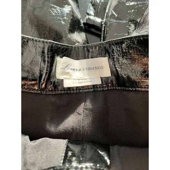 LOVERS & FRIENDS VEGAN LEATHER PLEATED TAPERED TUXEDO PANTS S 26 - Picture 8 of 10